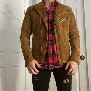 Tan Suede Leather Biker Jacket